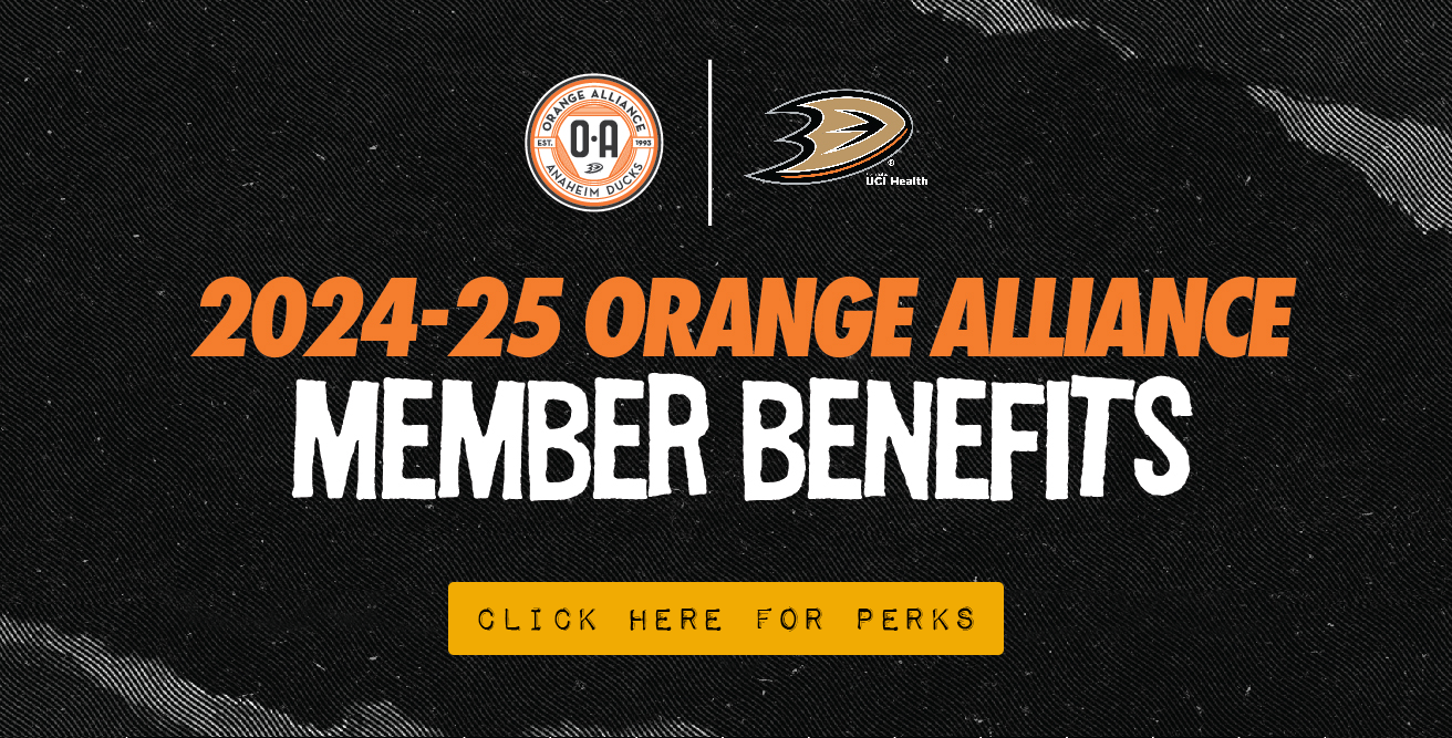 Click for Orange Alliance Member benefits for the 2024–25 Anaheim Ducks season presented by UCI Health