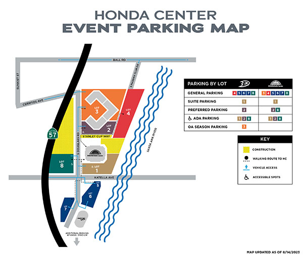 Honda Center Event Parking Map