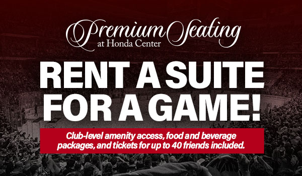 Premium Seating at Honda Center - Rent a Suite For A Game! Club-level amenity access, food and beverage packages, and tickets for up to 40 friends included.