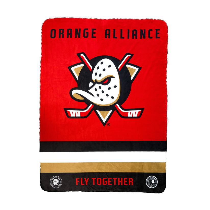 Anaheim Ducks Orange Alliance 2024 Member Gift: a Rink Blanket designed with Violent Gentlemen