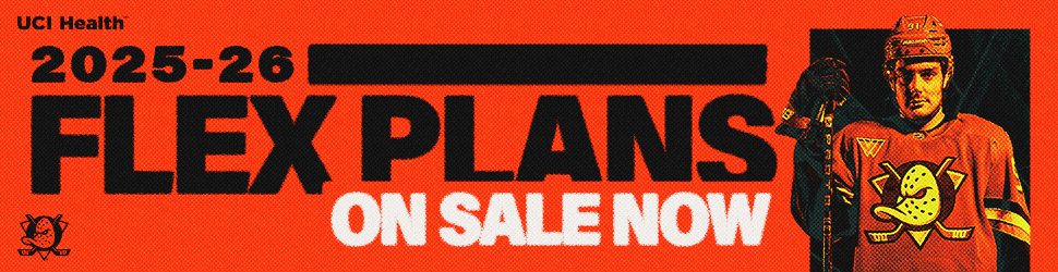 2025–26 Anaheim Ducks Flex Plans on sale now. Photo of Leo Carlsson.